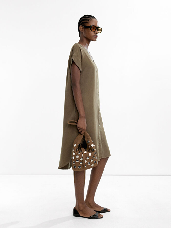 %100 Liyosel Kısa Elbise