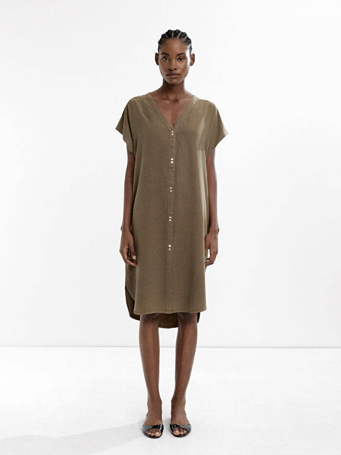 %100 Liyosel Kısa Elbise