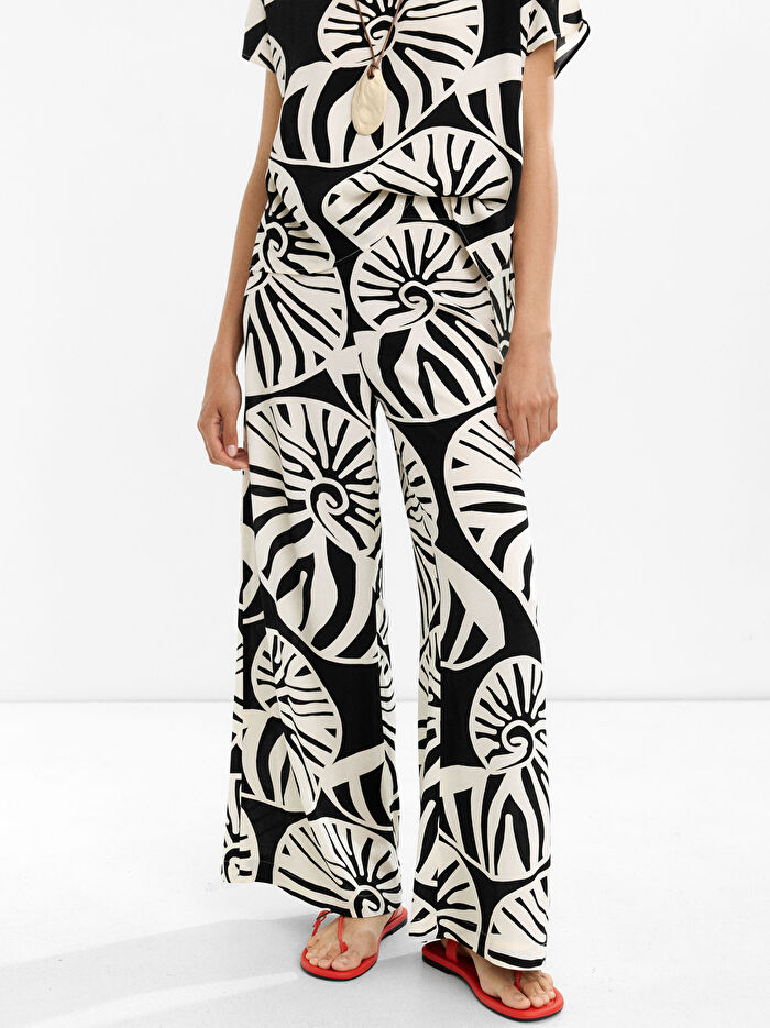 Desenli Dökümlü Pantolon