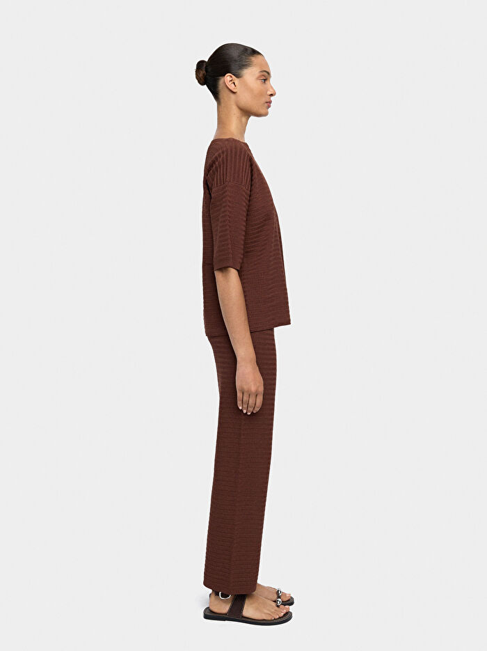 Fitilli Örme Kısa Kollu Kazak