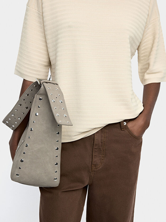 Fitilli Örme Kısa Kollu Kazak