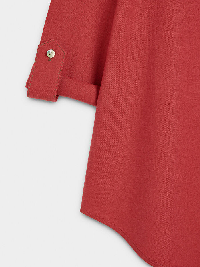 Cepli Keten Karışımlı Gömlek