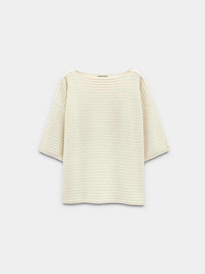 Fitilli Örme Kısa Kollu Kazak