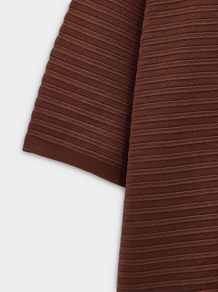 Fitilli Örme Kısa Kollu Kazak