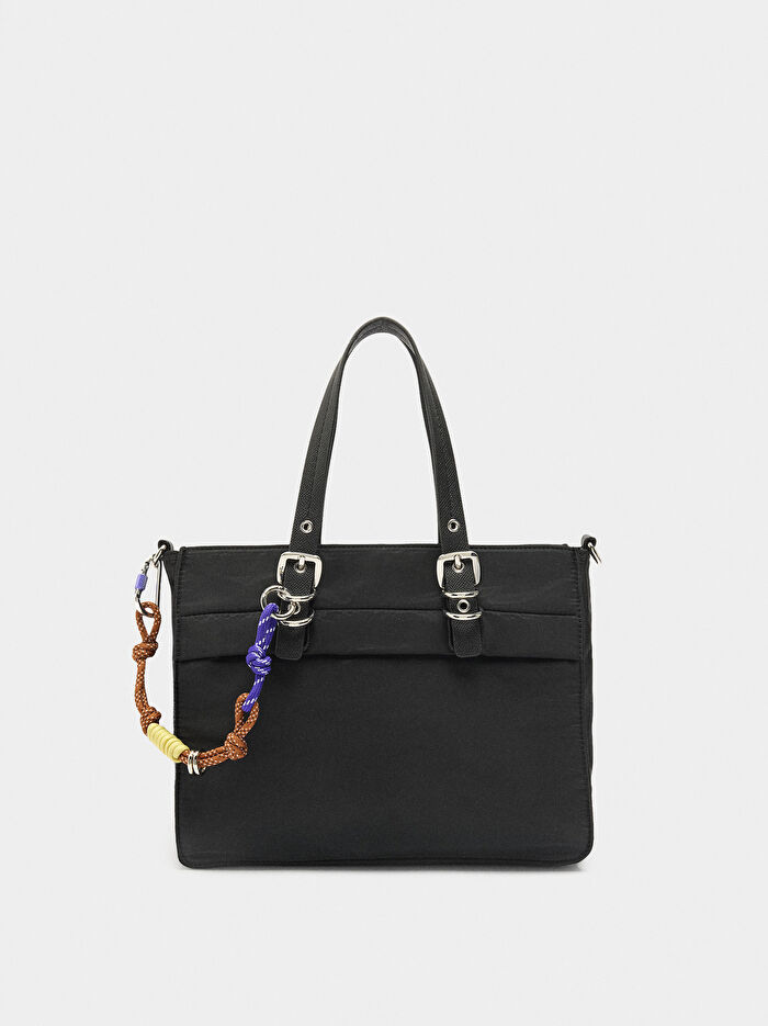 Charm’lı Teknik Kumaş Tote Çanta