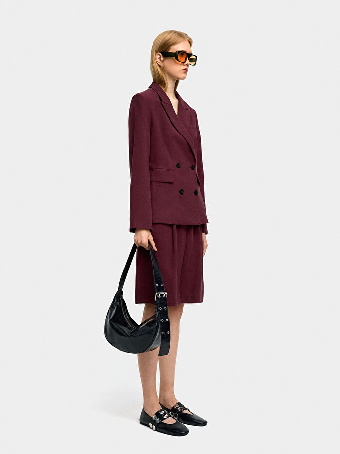 Pileli Bermuda Şort