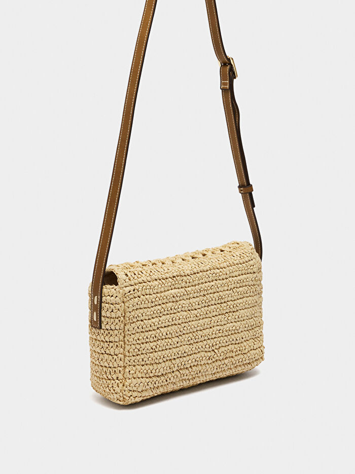 Hasır Efektli Çapraz Askılı Çanta