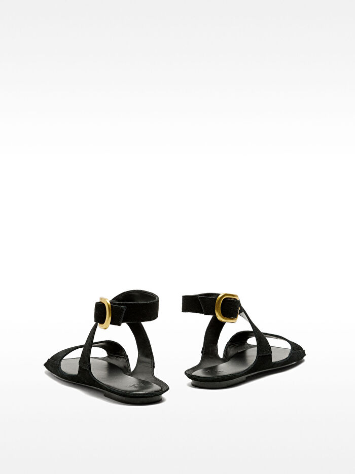 Tokalı Düz Deri Sandalet