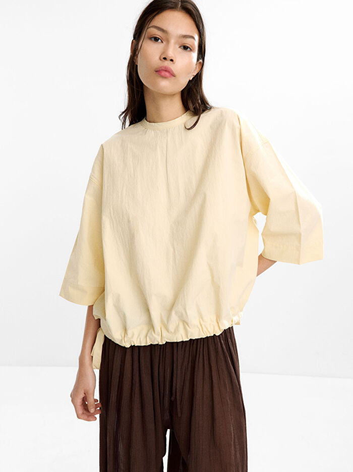 %100 Pamuk Büzgülü Bluz