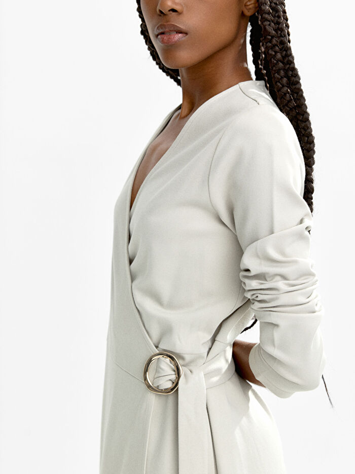 Uzun Kollu Midi Elbise