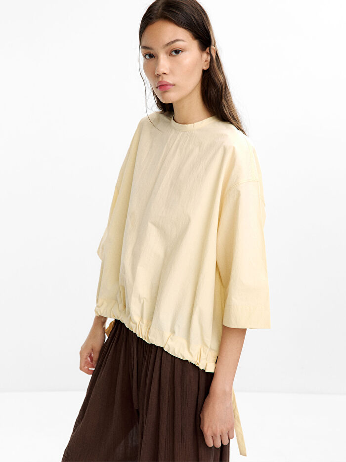 %100 Pamuk Büzgülü Bluz