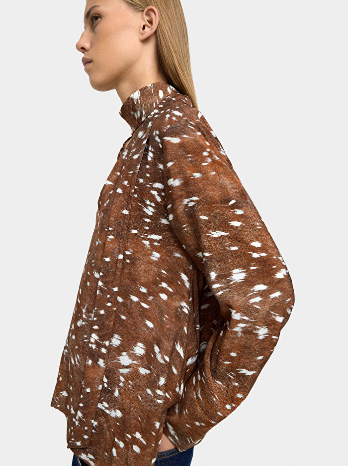 Uzun Kollu Desenli Bluz