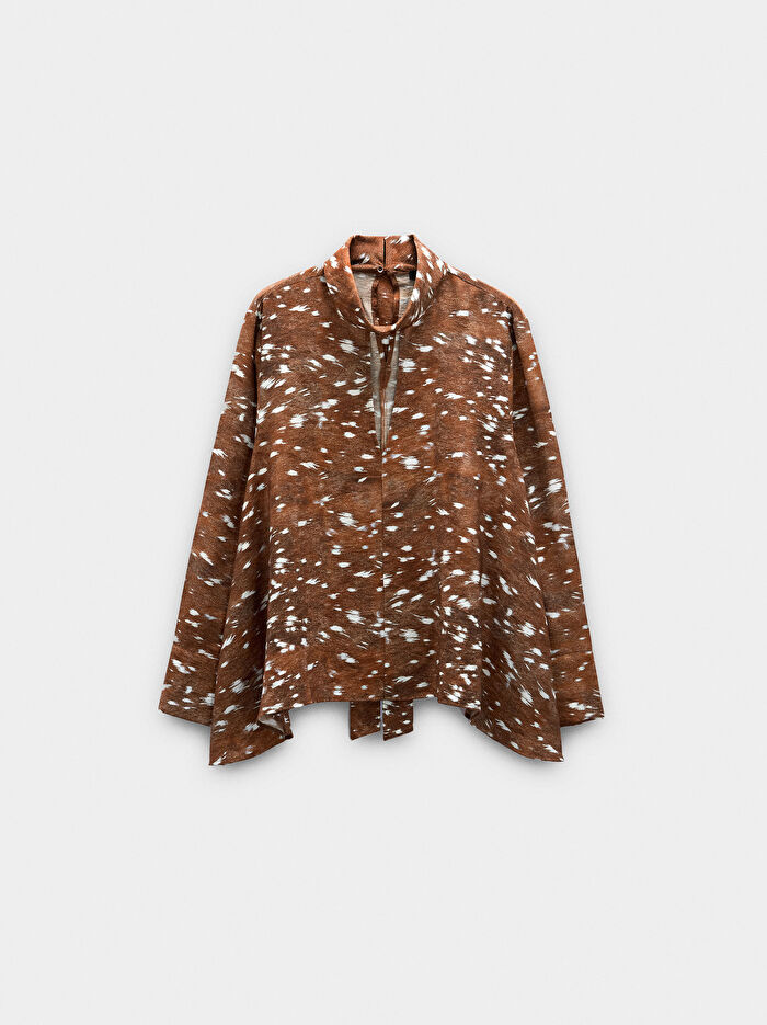 Uzun Kollu Desenli Bluz