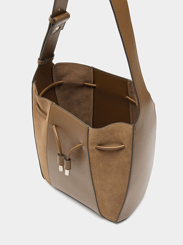 Deri Detaylı Bucket Çanta M