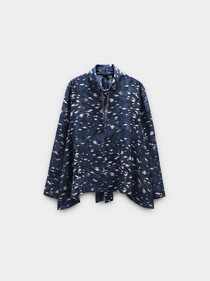 Uzun Kollu Desenli Bluz