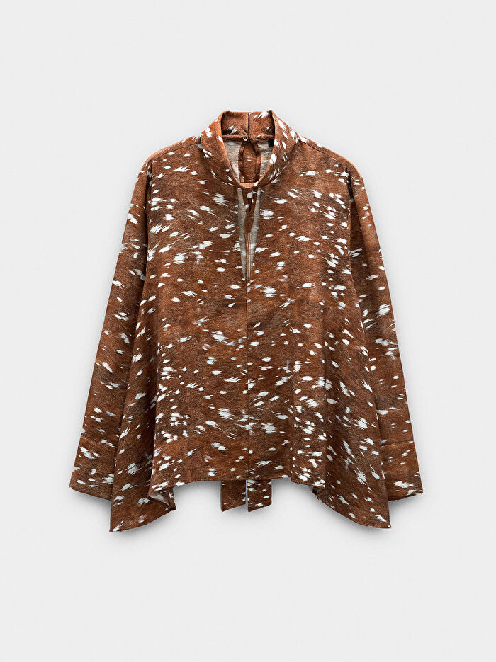 Uzun Kollu Desenli Bluz