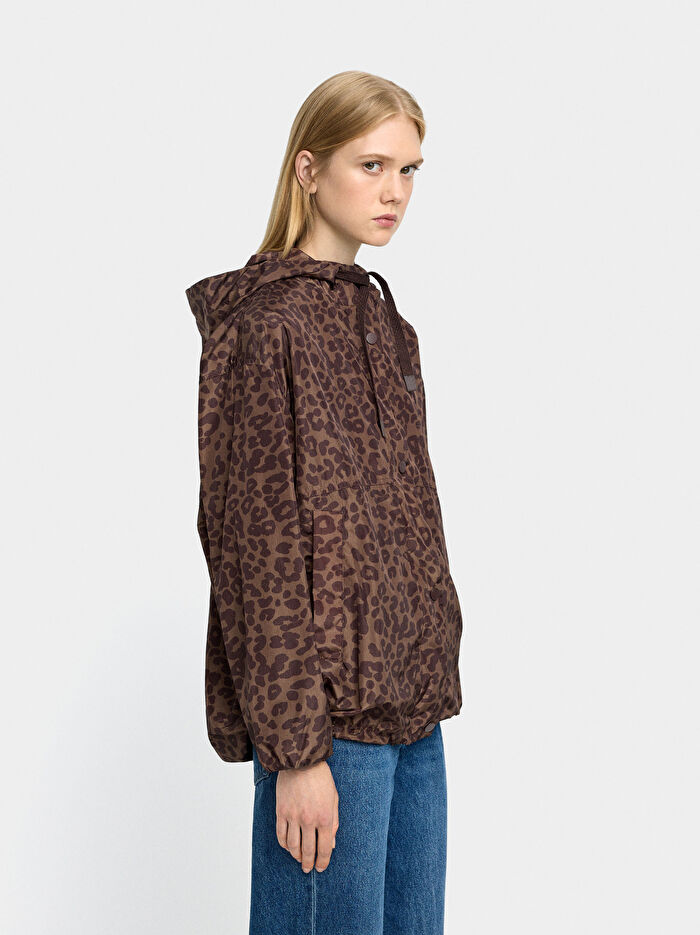 Desenli Kapüşonlu Parka