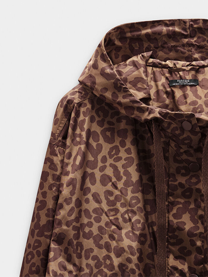 Desenli Kapüşonlu Parka