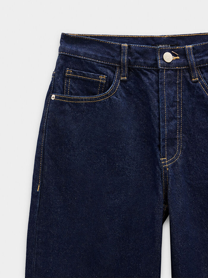 %100 Pamuklu Düz Denim Pantolon