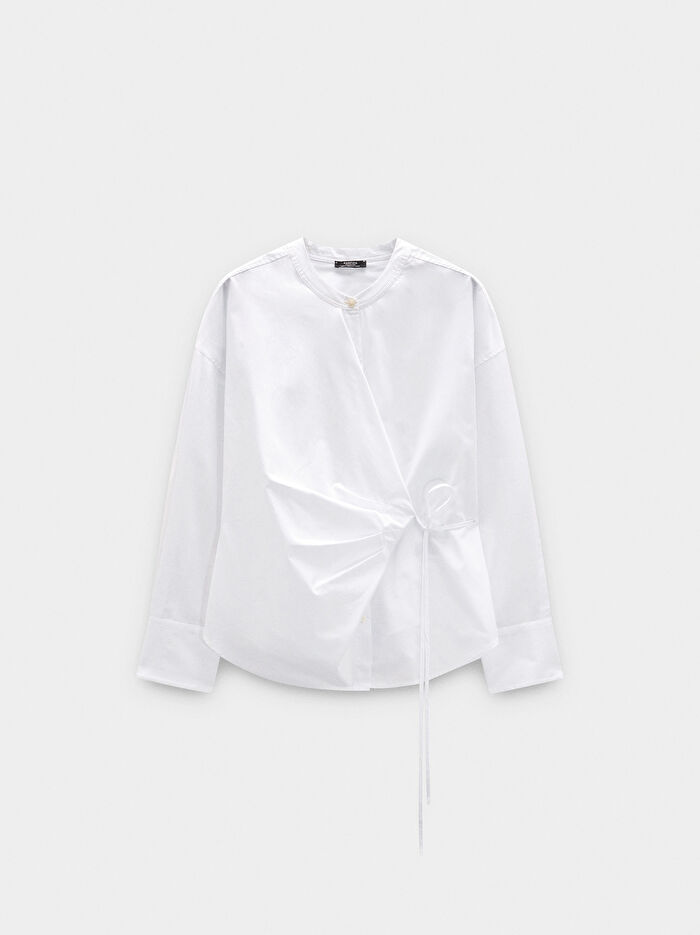 Drape Detaylı Gömlek %100 Pamuk