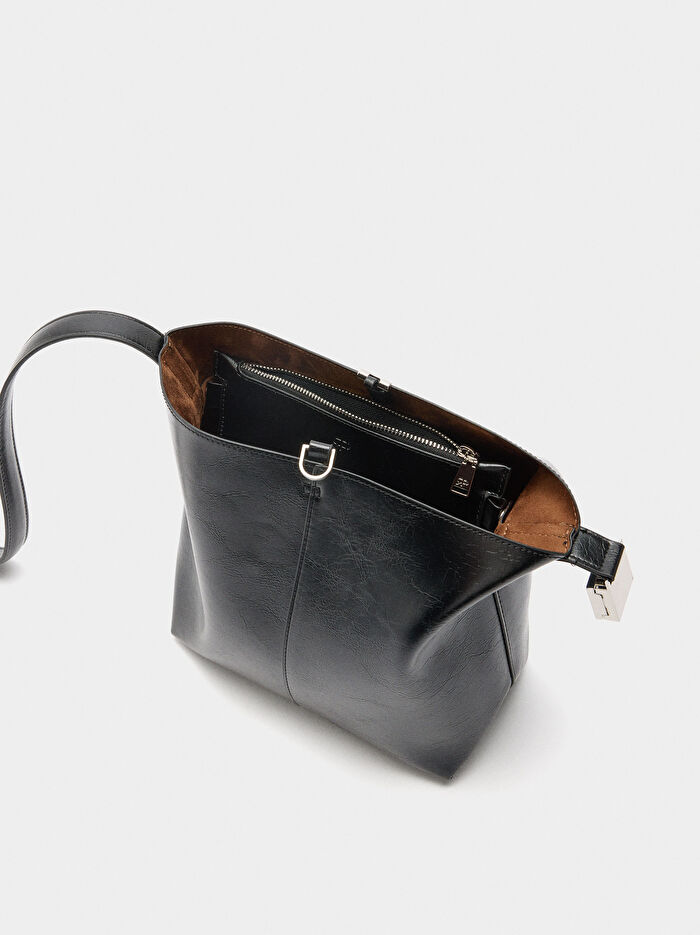 Doku Efektli Bucket Çanta