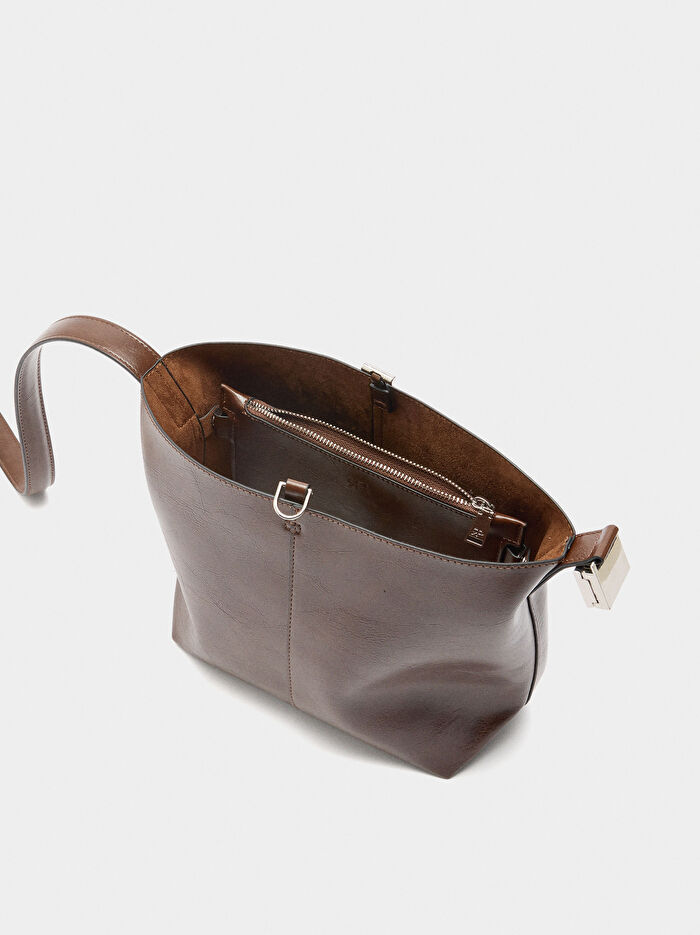 Doku Efektli Bucket Çanta