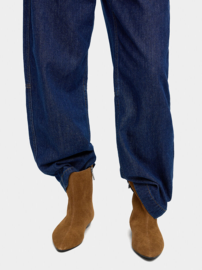 Dikiş Detaylı Deri Bot