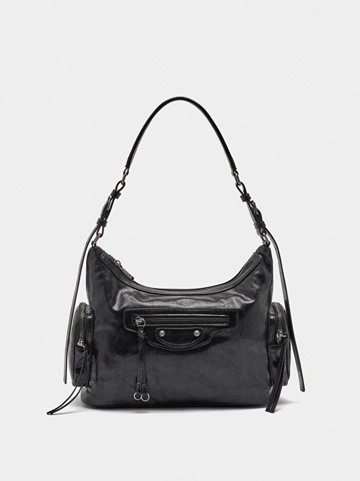 Eskitme Efektli Omuz Çantası