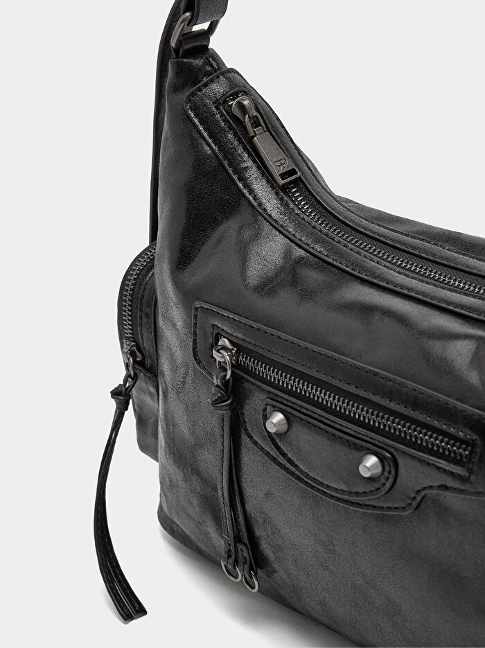 Eskitme Efektli Omuz Çantası