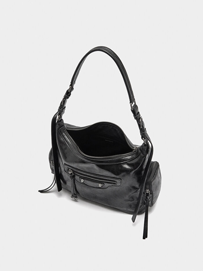 Eskitme Efektli Omuz Çantası