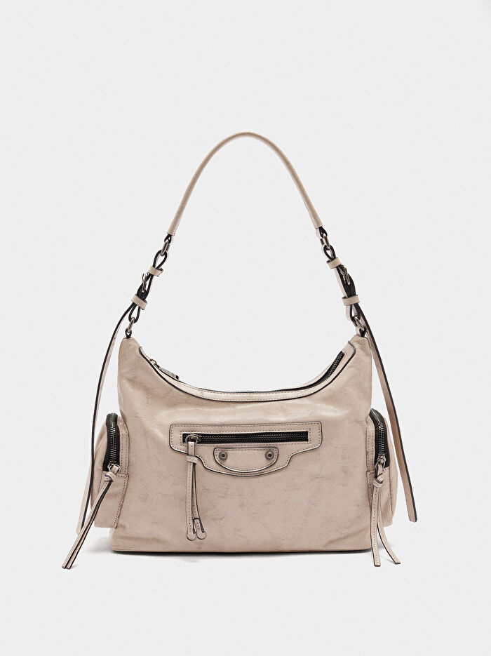 Eskitme Efektli Omuz Çantası