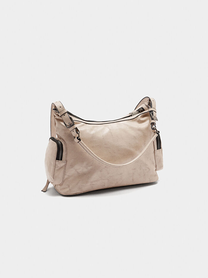 Eskitme Efektli Omuz Çantası