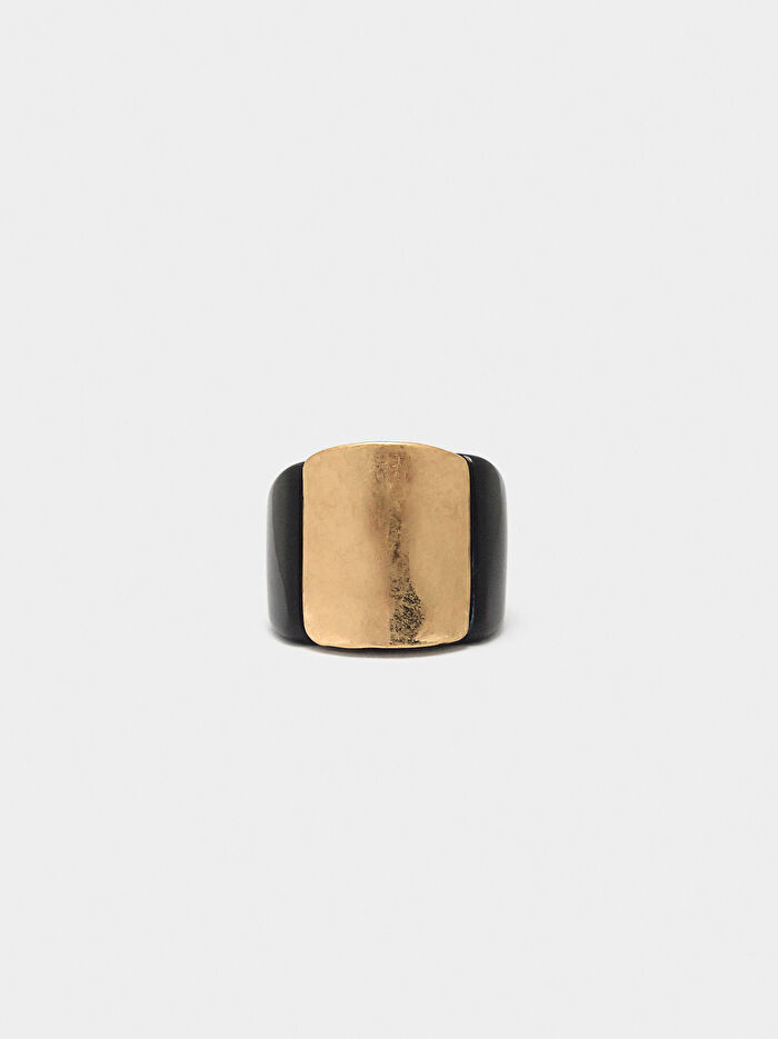 Metal Detaylı Resin Yüzük