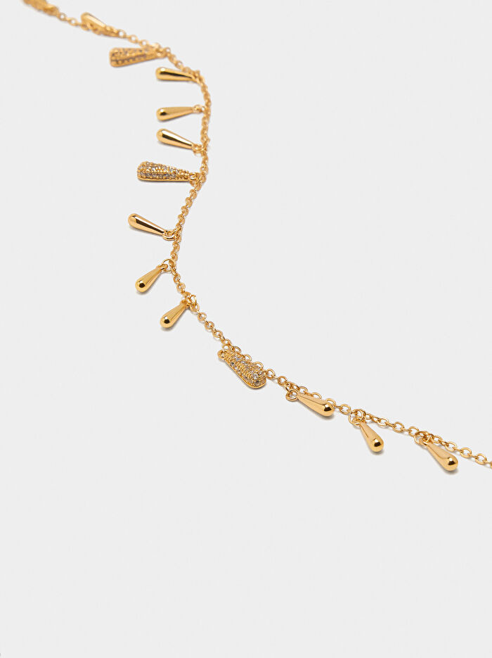 Zirkonyumlu Gözyaşı Kolye