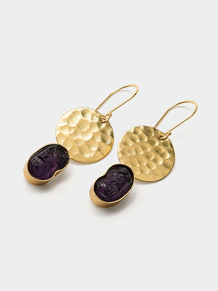 Taşlı Yuvarlak Küpe