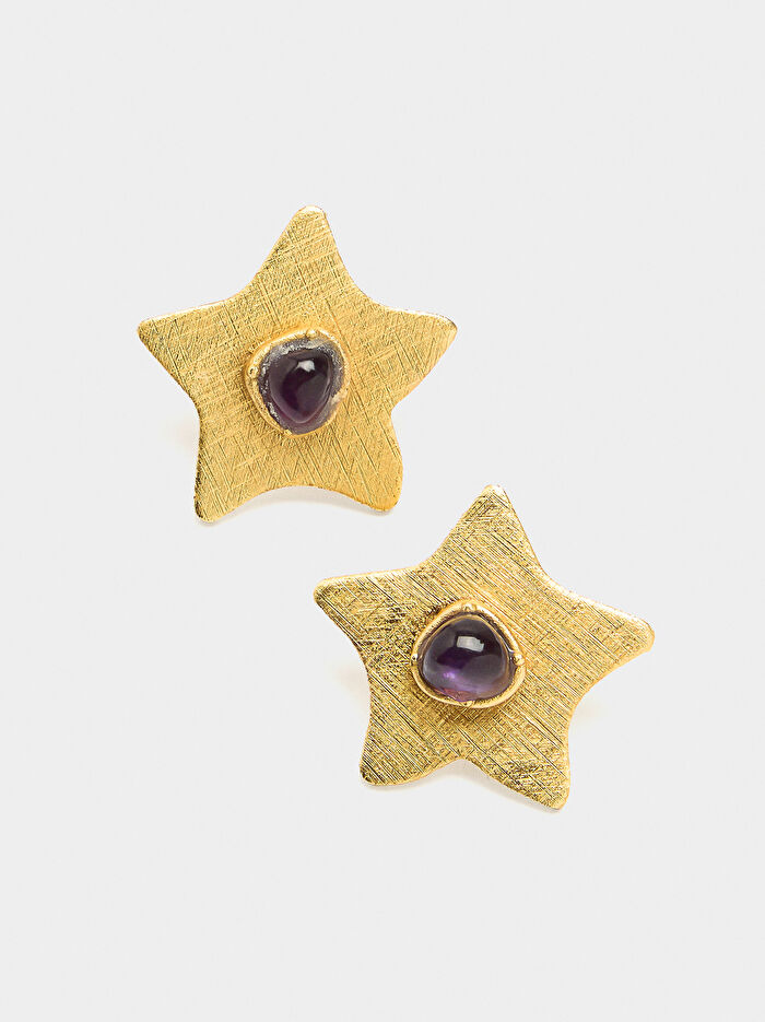 Taşlı Yıldız Küpe