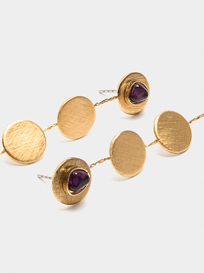 Taş Detaylı Uzun Küpe