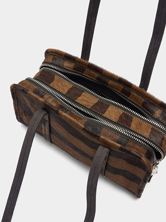 Hayvan Desenli Deri Bowling Çantası