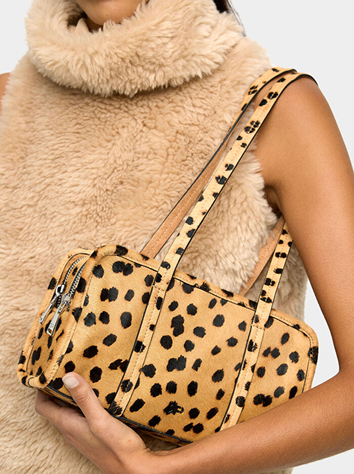 Hayvan Desenli Deri Bowling Çantası