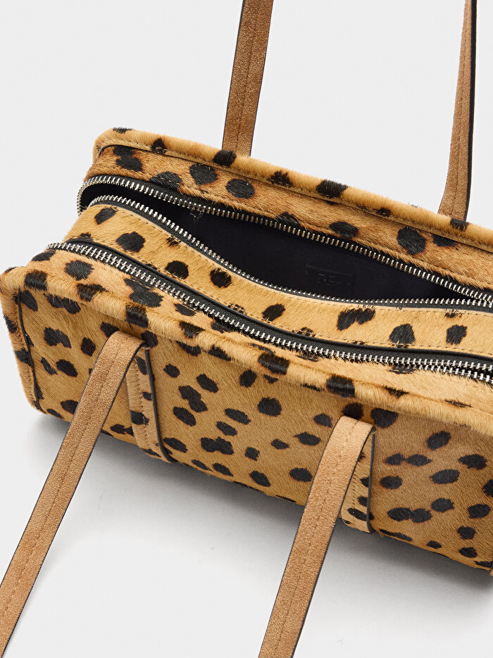 Hayvan Desenli Deri Bowling Çantası