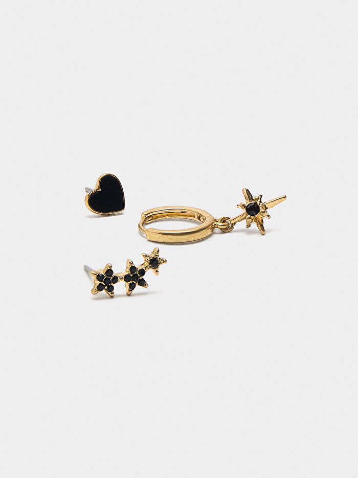 Mineli İki Renkli Küpe Seti