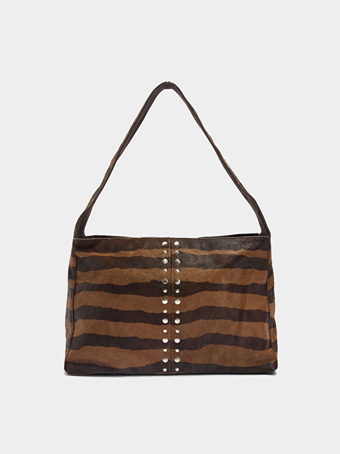 Zımba Detaylı Deri El Çantası