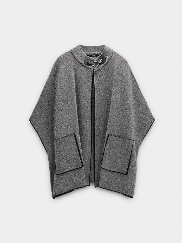 Dikiş Detaylı Örme Panço