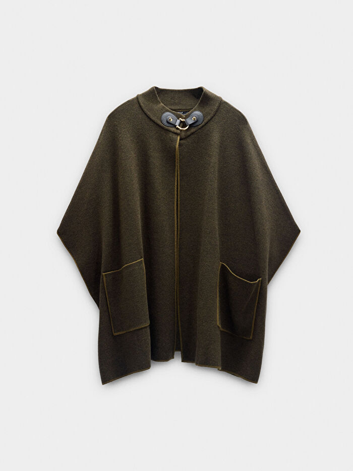 Dikiş Detaylı Örme Panço