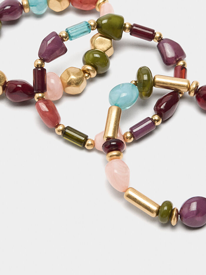 Taş Efektli Elastik Bileklik Seti