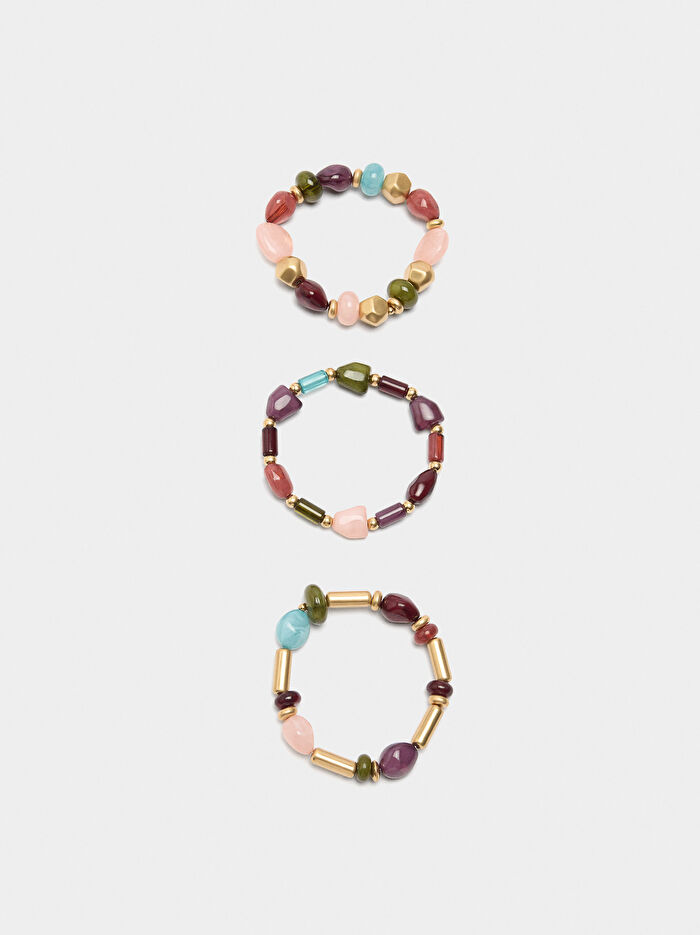 Taş Efektli Elastik Bileklik Seti