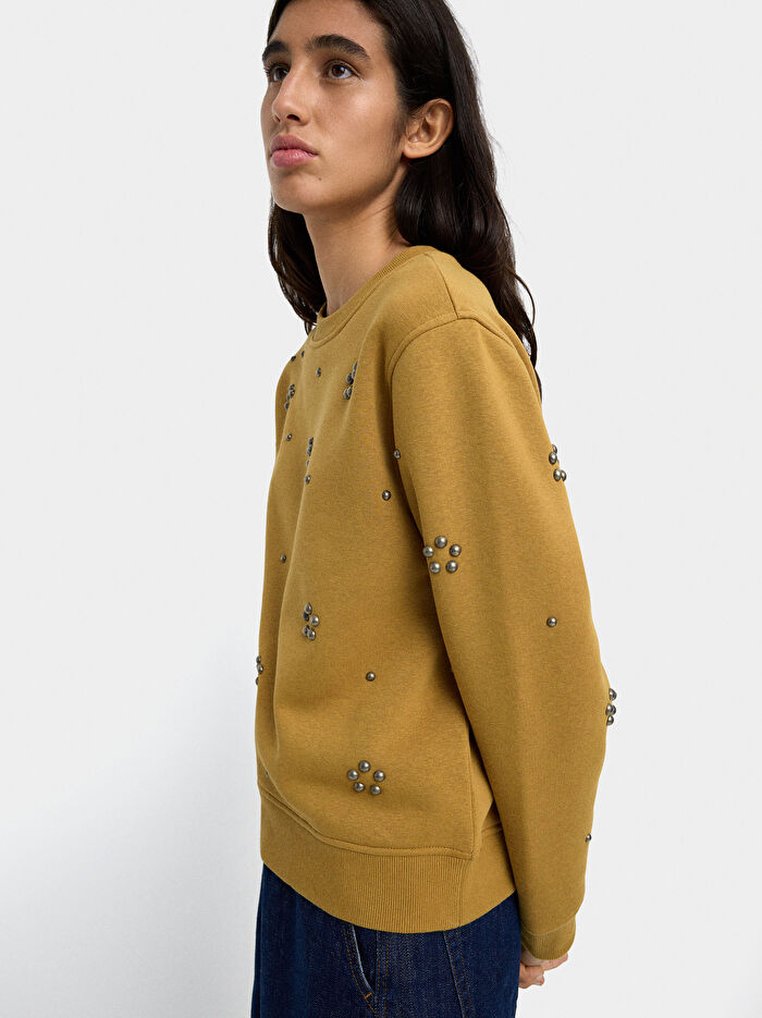 Aplike Detaylı Pamuklu Sweatshirt