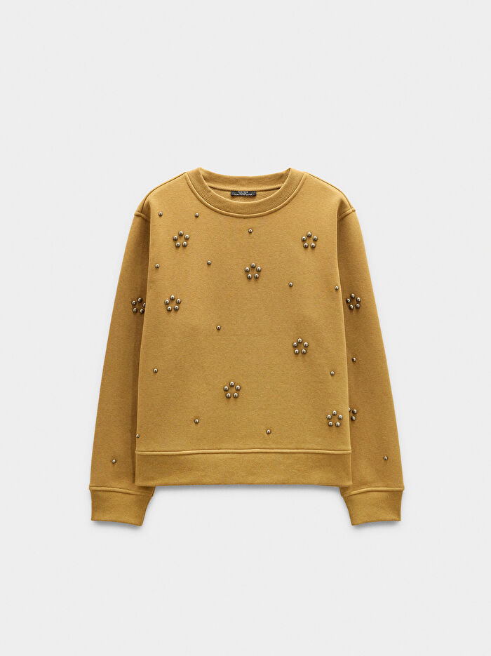 Aplike Detaylı Pamuklu Sweatshirt