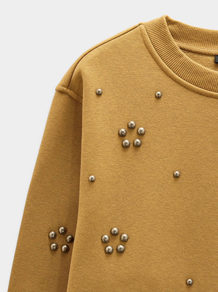 Aplike Detaylı Pamuklu Sweatshirt