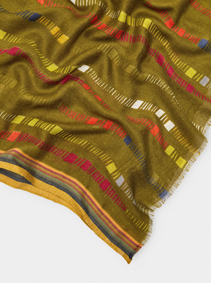 Çok Renkli Çizgi Desenli Şal